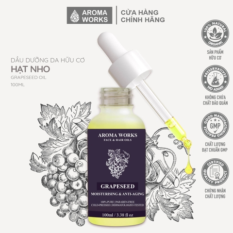 Dầu Hạt Nho Hữu Cơ Dưỡng Da Và Tóc Aroma Works Face & Hair Oil Grapeseed