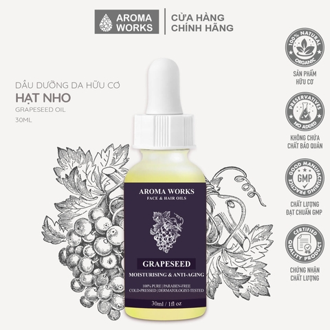 Dầu Hạt Nho Hữu Cơ Dưỡng Da Và Tóc Aroma Works Face & Hair Oil Grapeseed