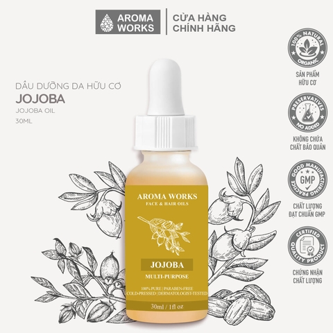 Dầu Jojoba Hữu Cơ Dưỡng Da Và Tóc Aroma Works Face & Hair Oil Jojoba