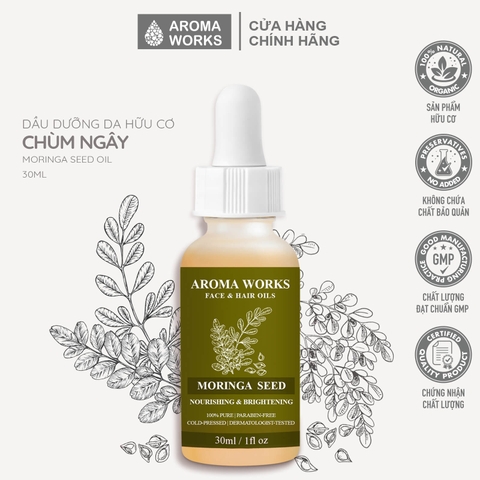 Dầu Dưỡng Da Hữu Cơ Chùm Ngây - Aroma Works Face & Hair Oil Moringa Seed