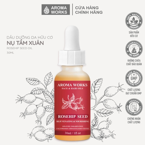 Dầu Nụ Tầm Xuân Dưỡng Da Và Tóc Aroma Works Face & Hair Oil Rosehip Seed