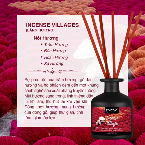 Bộ Tán Hương Que Mây Nomad Reed Diffuser 140ml - Incense Villages