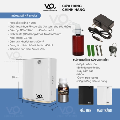 Máy xông tinh dầu cho gia đình VO2 Smart Home Aroma Diffuser - VO208W