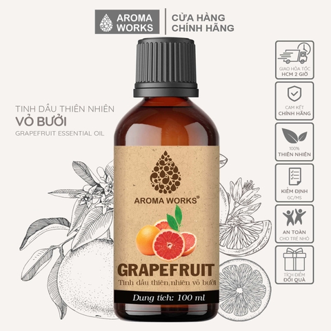 Tinh Dầu Bưởi Thiên Nhiên Thơm Phòng, Dưỡng Tóc Aroma Works Grapfruit