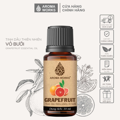 Tinh Dầu Bưởi Thiên Nhiên Thơm Phòng, Dưỡng Tóc Aroma Works Grapfruit