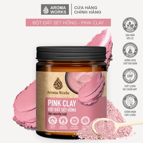 Bột Đất Sét Hồng Nguyên Chất Aroma Works Pink Clay Powder 130g