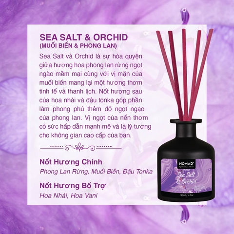 Bộ Tán Hương Que Mây Nomad Reed Diffuser 140ml - Sea Salt & Orchid