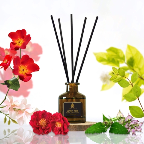 Bộ Tán Hương Que Mây Aroma Works Reed Diffuser 130ml - Lovely Rose