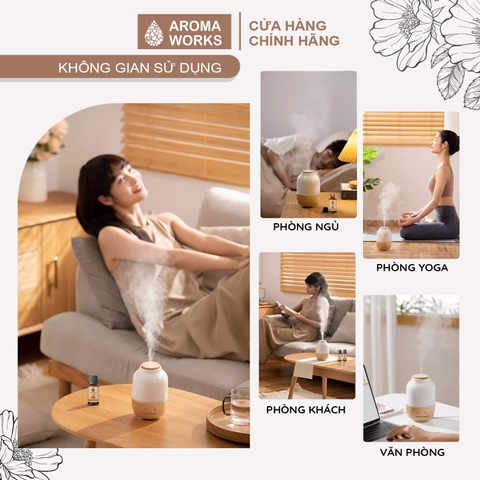 Máy xông tinh dầu Aroma Works xông phòng làm đèn ngủ, giúp khử mùi, đuổi muỗi