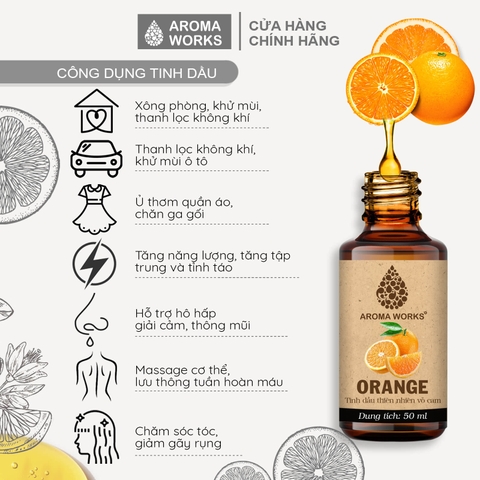 Tinh Dầu Thiên Nhiên Vỏ Cam Aroma Works Essential Oil Orange