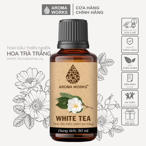 Tinh Dầu Hoa Trà Trắng Thiên Nhiên Thơm Phòng, Làm Nến Thơm Aroma Works White Tea