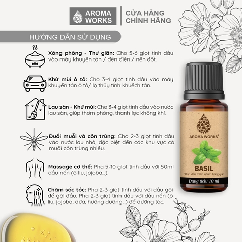 Tinh Dầu Thiên Nhiên Húng Quế Aroma Works Essential Oil Basil