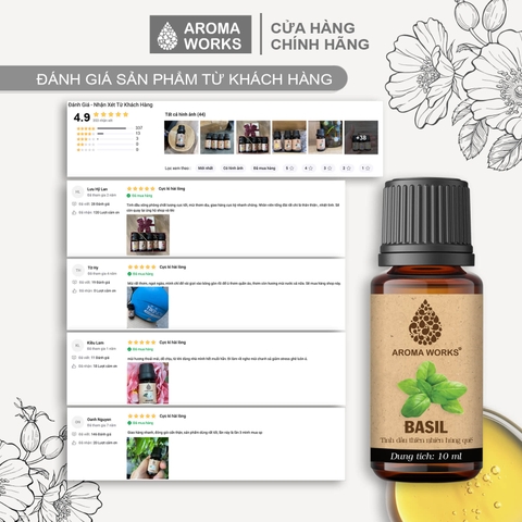 Tinh Dầu Thiên Nhiên Húng Quế Aroma Works Essential Oil Basil