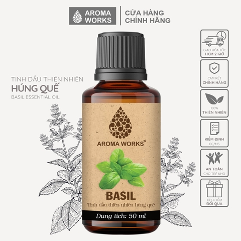 Tinh Dầu Thiên Nhiên Húng Quế Aroma Works Essential Oil Basil