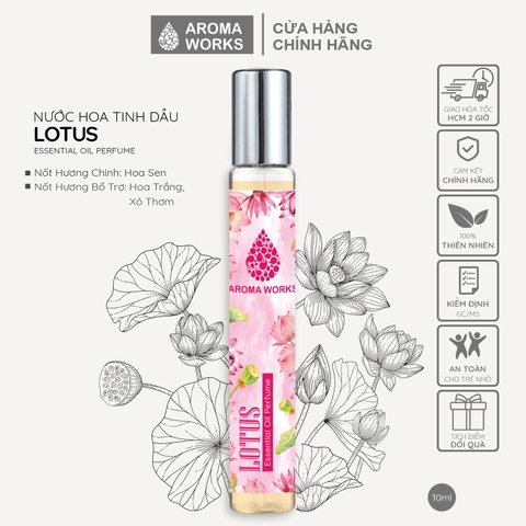 Nước hoa không cồn Aroma Works Lotus Essential Oil Perfume 10ml - Hương Sen