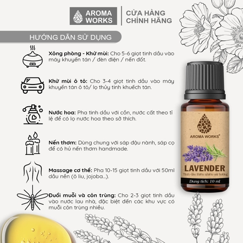 Tinh Dầu Thiên Nhiên Hoa Oải Hương Aroma Works Essential Oil Lavender