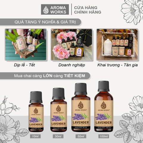 Tinh Dầu Thiên Nhiên Hoa Oải Hương Aroma Works Essential Oil Lavender