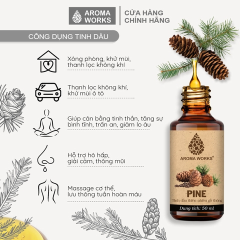 Tinh Dầu Thiên Nhiên Gỗ Thông Aroma Works Essential Oil Pine