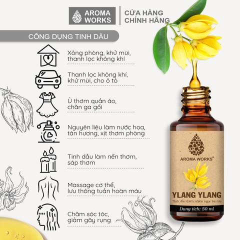 Tinh Dầu Thiên Nhiên Ngọc Lan Tây Aroma Works Essential Oil Ylang-Ylang