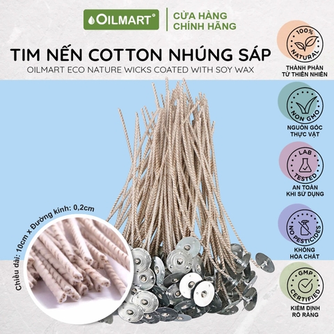 Tim Nến Cotton Nhúng Sáp Đậu Nành Làm Nến Thơm 25 - 35Ply Dài 8-15cm