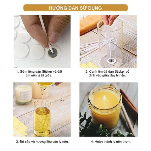 Miếng Dán Bấc Nến, Dán Tim Nến Oilmart Candle Wick Sticker