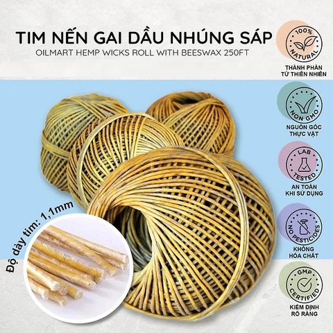 Tim Nến Gai Dầu Nhúng Sáp Ong – Dạng Cuộn 250ft