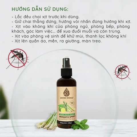 Xịt Đuổi Muỗi & Côn Trùng Aroma Mosquito Spray 120ml