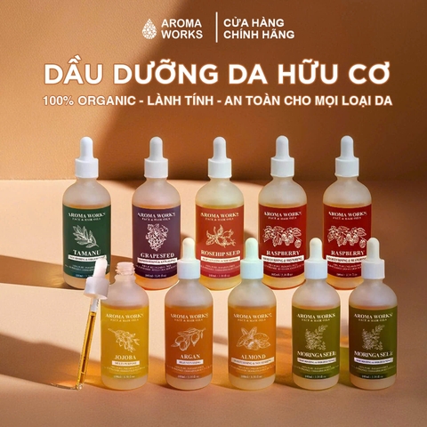 Dầu Mâm Xôi Hữu Cơ Dưỡng Da Và Tóc Aroma Works Face & Hair Oil Raspberry