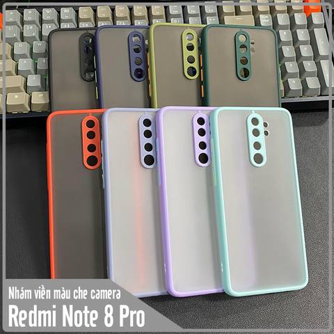 Ốp lưng cho Xiaomi Redmi Note 8 Pro trong nhám viền màu che camera