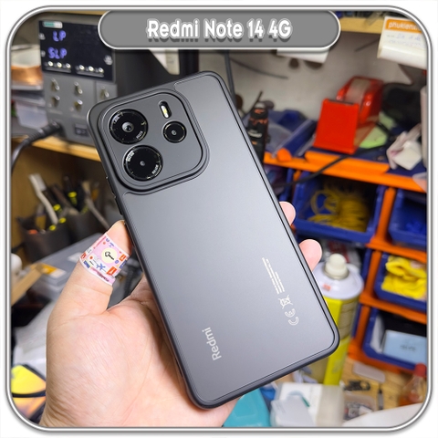 Ốp lưng chống sốc Redmi Note 14 4G, nhám đen che camera