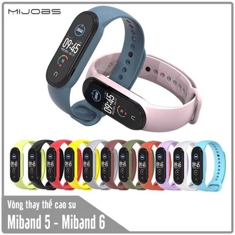 Dây cao su thay thế cho Xiaomi Miband 7 - Miband 5 - Miband 6 trơn nhiều màu hãng Mijobs