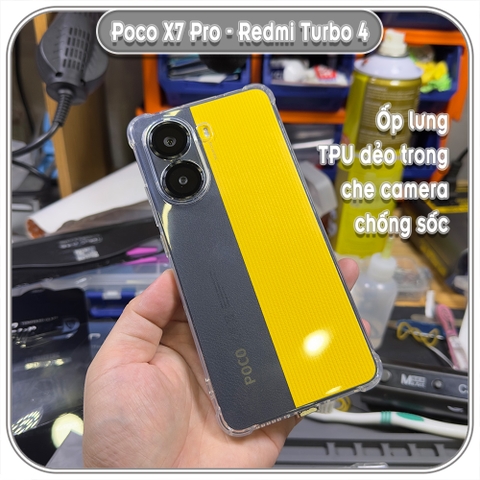 Ốp lưng cho Xiaomi Poco X7 Pro - Turbo 4 TPU Trong Suốt Che Camera