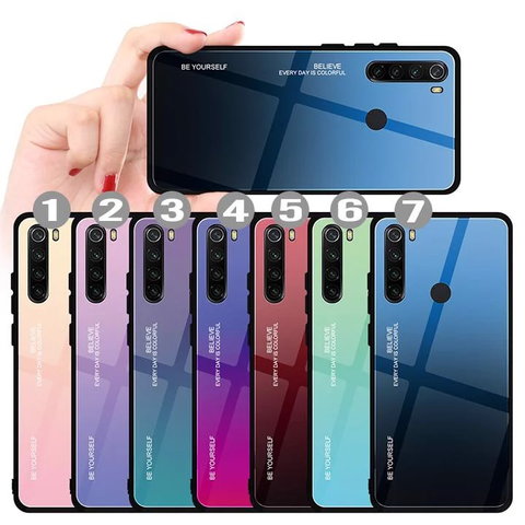 Ốp lưng Xiaomi Redmi Note 8 gương cứng 2 màu Gradient Ver 2 , viền TPU dẻo đen