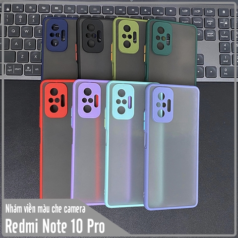 Ốp lưng cho Xiaomi Redmi Note 10 Pro nhám viền màu che camera