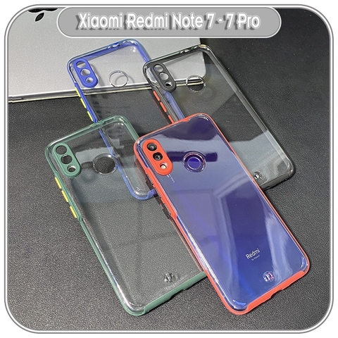 Ốp Lưng cho Xiaomi Redmi Note 7 - 7 Pro PC Trong Suốt Viền Màu Mỏng ,Che Camera