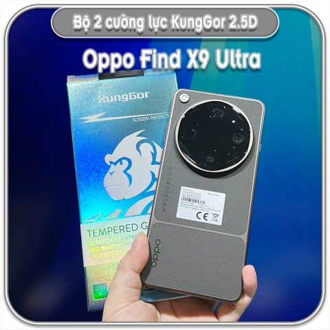 Bộ 2 Cường lực KungGor cho Oppo Find X9 Ultra, trong không viền đen