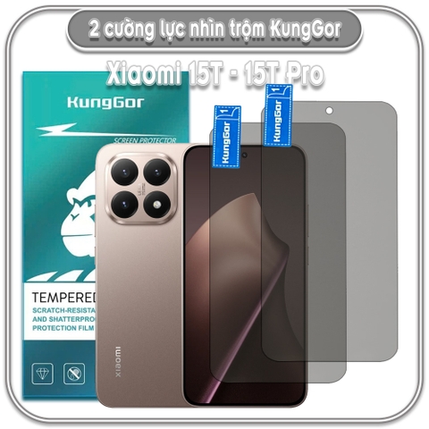 Cường lực nhìn trộm KungGor cho Xiaomi 15T - 15T Pro, không viền đen bộ 2 miếng