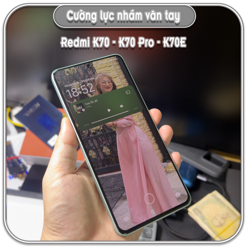 Cường lực Redmi Redmi K70 Series, nhám hạn chế vân tay Full viền Đen