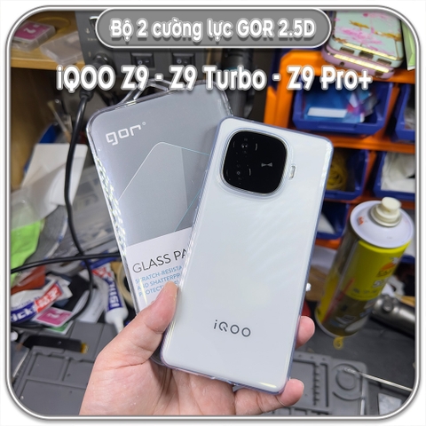 Dán cường lực iQOO Z9 - Z9 Turbo - Plus, GOR trong 2.5D bộ 2 miếng
