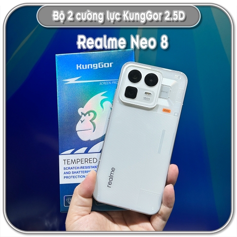 Cường lực KungGor cho Realme Neo 8, trong không viền đen bộ 2 miếng