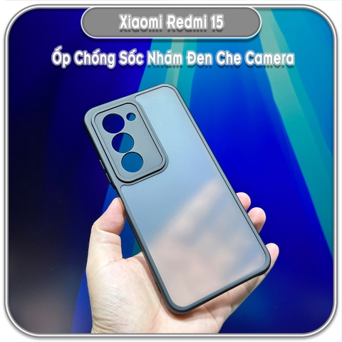 Ốp lưng chống sốc nhám đen che camera cho Redmi 15