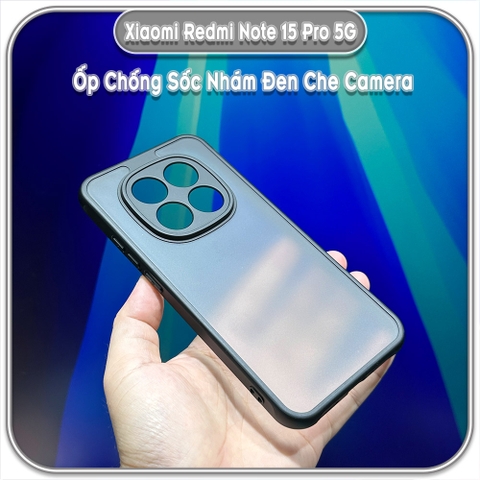 Ốp lưng chống sốc nhám đen che camera cho Redmi Note 15 Pro 5G