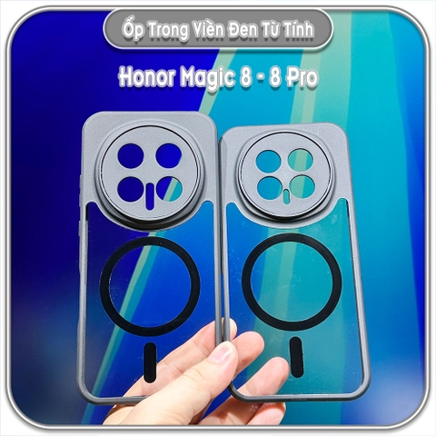 Ốp trong viền đen cho Honor Magic 8 - 8 Pro, có nam châm sạc từ tính