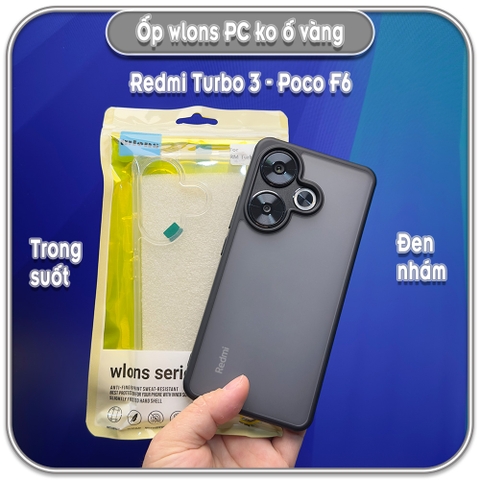 Ốp chống sốc wlons cho Redmi Turbo 3, lưng PC không ố vàng