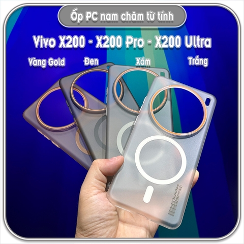 Ốp PC mỏng cho Vivo X200 - X200 Pro - X200 Ultra, có nam châm sạc từ tính