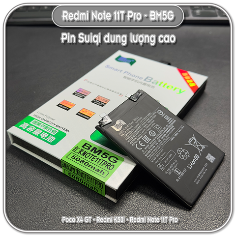 Pin thay thế Suiqi BM5G cho Redmi Note 11T Pro - Poco X4 GT - K50i, 5080mAh