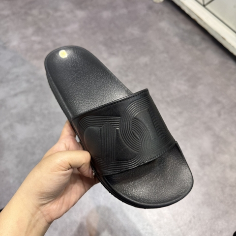 Dép Da Monogram Dean - Full Black