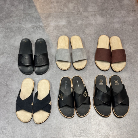 Dép Da Monogram Dean - Full Black