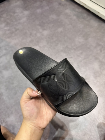 Dép Da Monogram Dean - Full Black