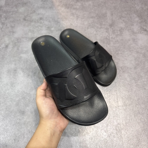 Dép Da Monogram Dean - Full Black